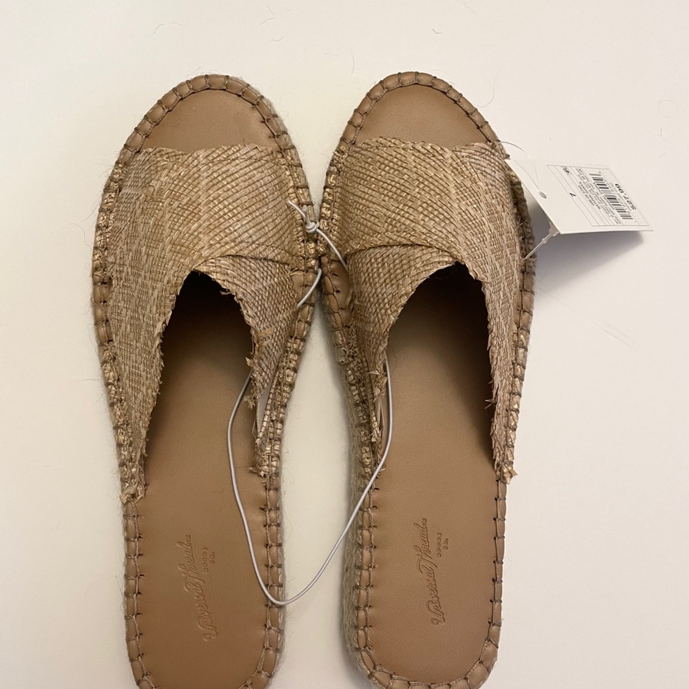 Tan slip on espadrilles